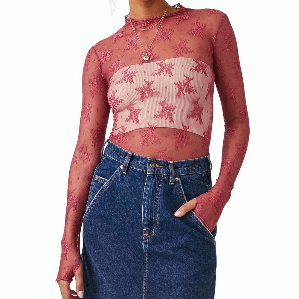 Free People Lady Lux Lace Layering Top - Picture 2 of 3
